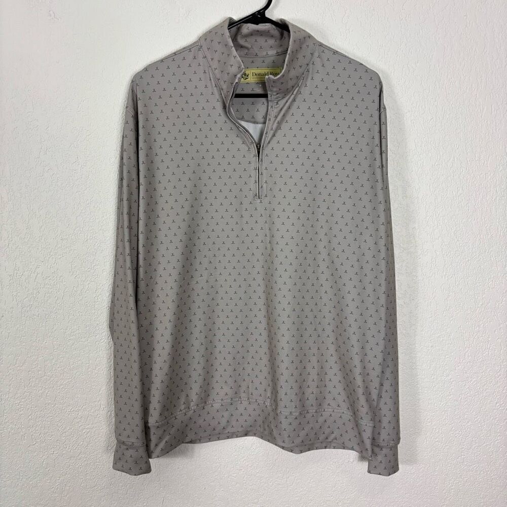 Donald Ross Sportwear Grey Hockey Stick Printed Long Sleeve Golf Top‎ Men’s M